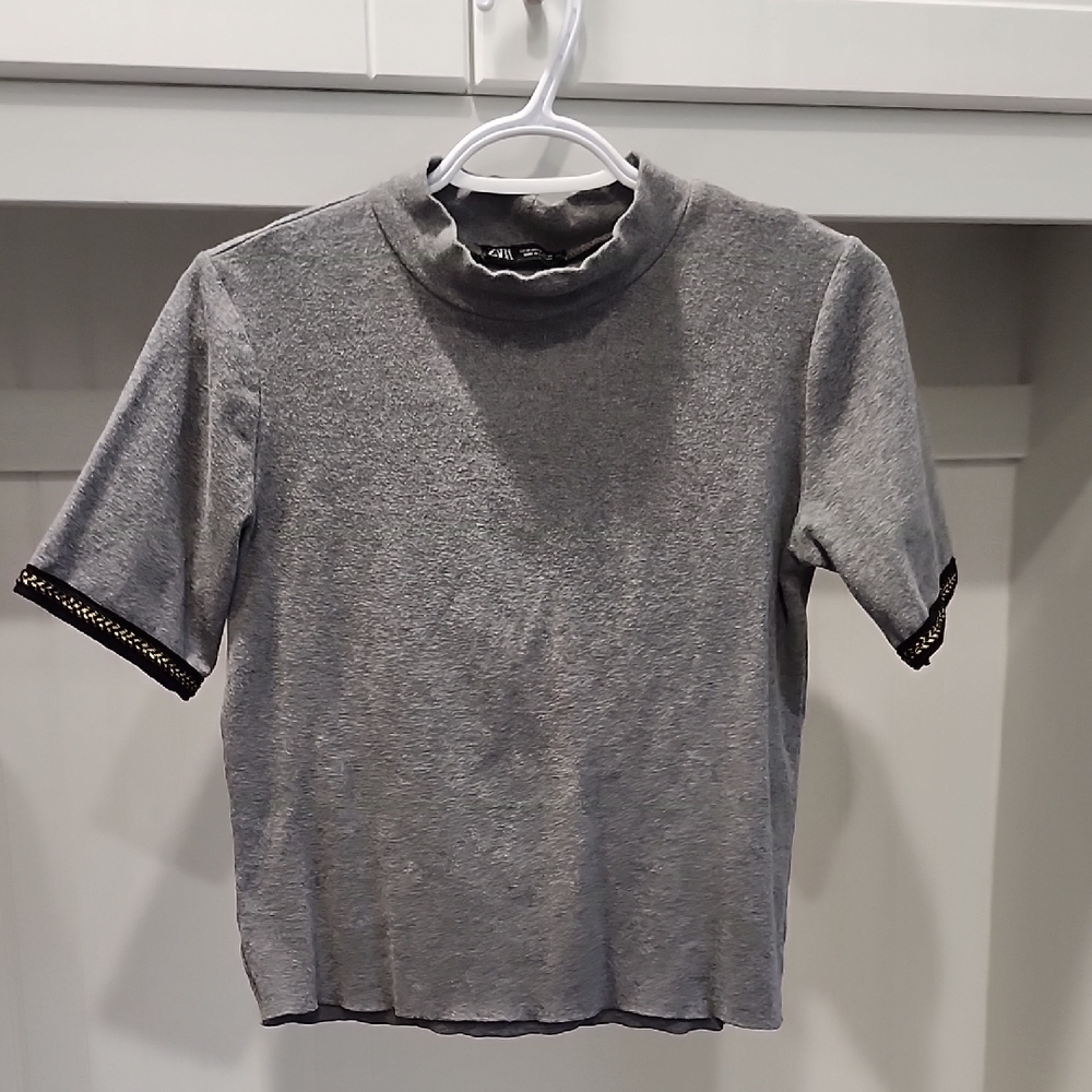 Zara Charcoal Knit Cropped Top